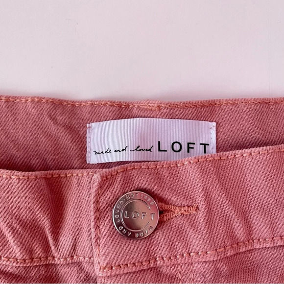 NWT! LOFT Womens High Waist Straight Crop Jean Blush Pink Frayed Hemline Size 31 - Picture 12 of 14